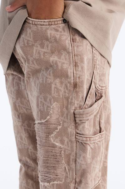 Mini Straight Break Wide Monogram Distressed Jean - Khaki