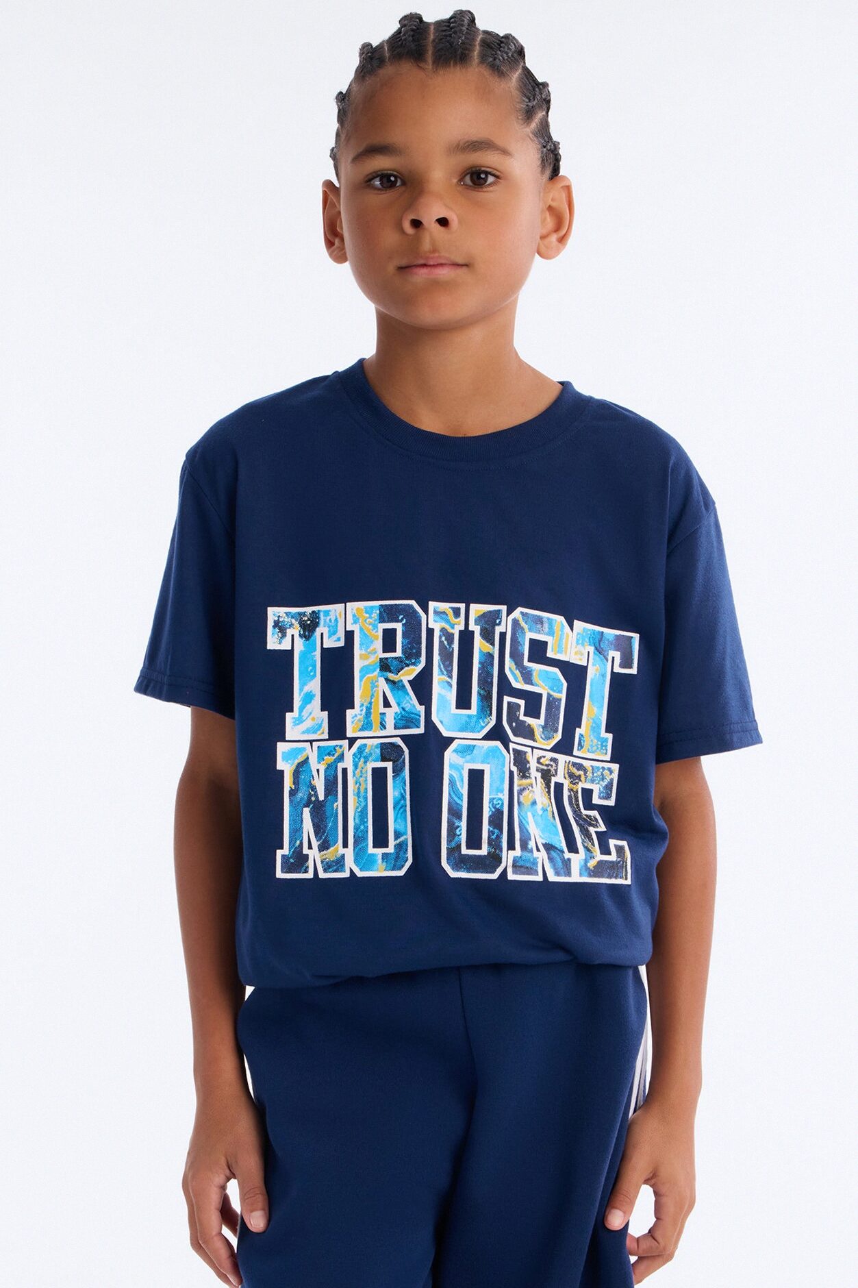 Mini Trust No One Short Set - Navy
