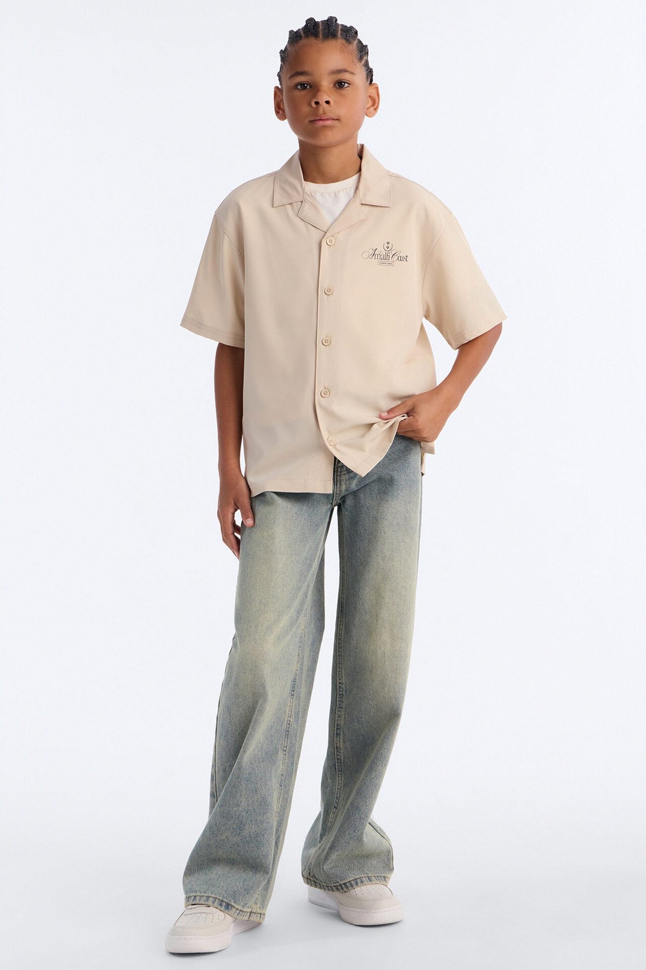 Mini Casa Box Graphic Button Up Shirt - Off White