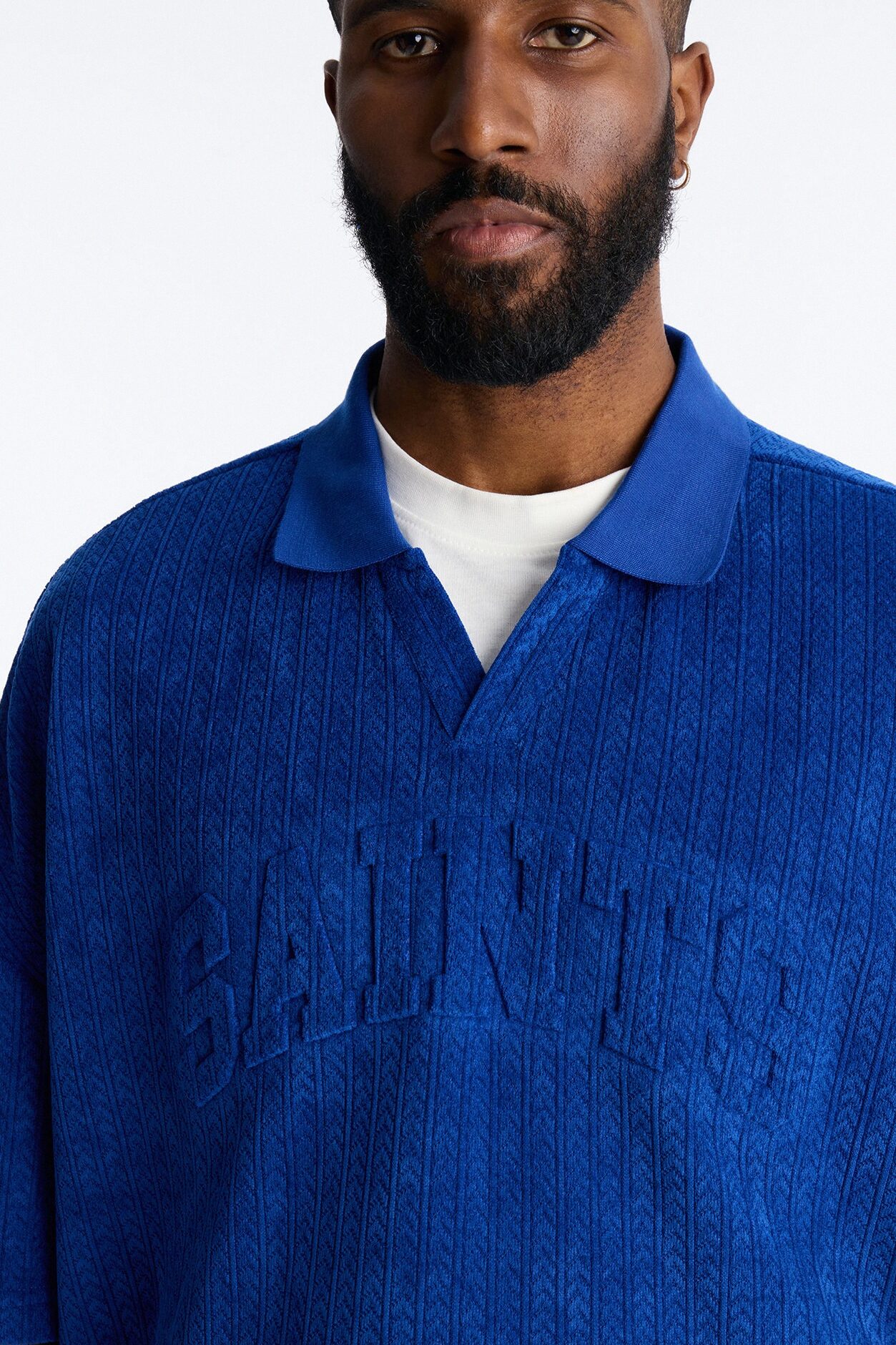 Boxy Cropped Lexington Saints Johnny Collar Polo - Blue