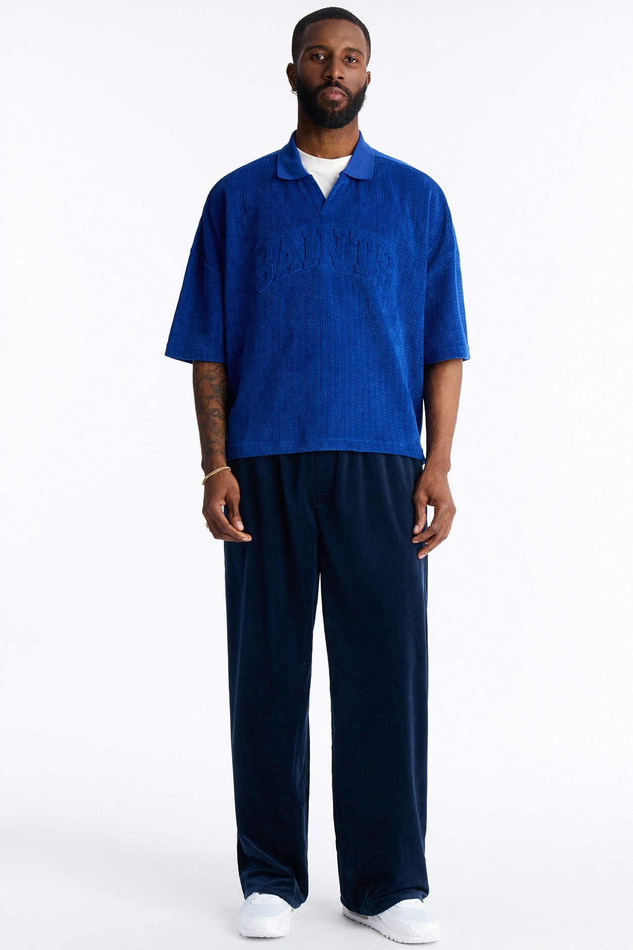 Boxy Cropped Lexington Saints Johnny Collar Polo - Blue