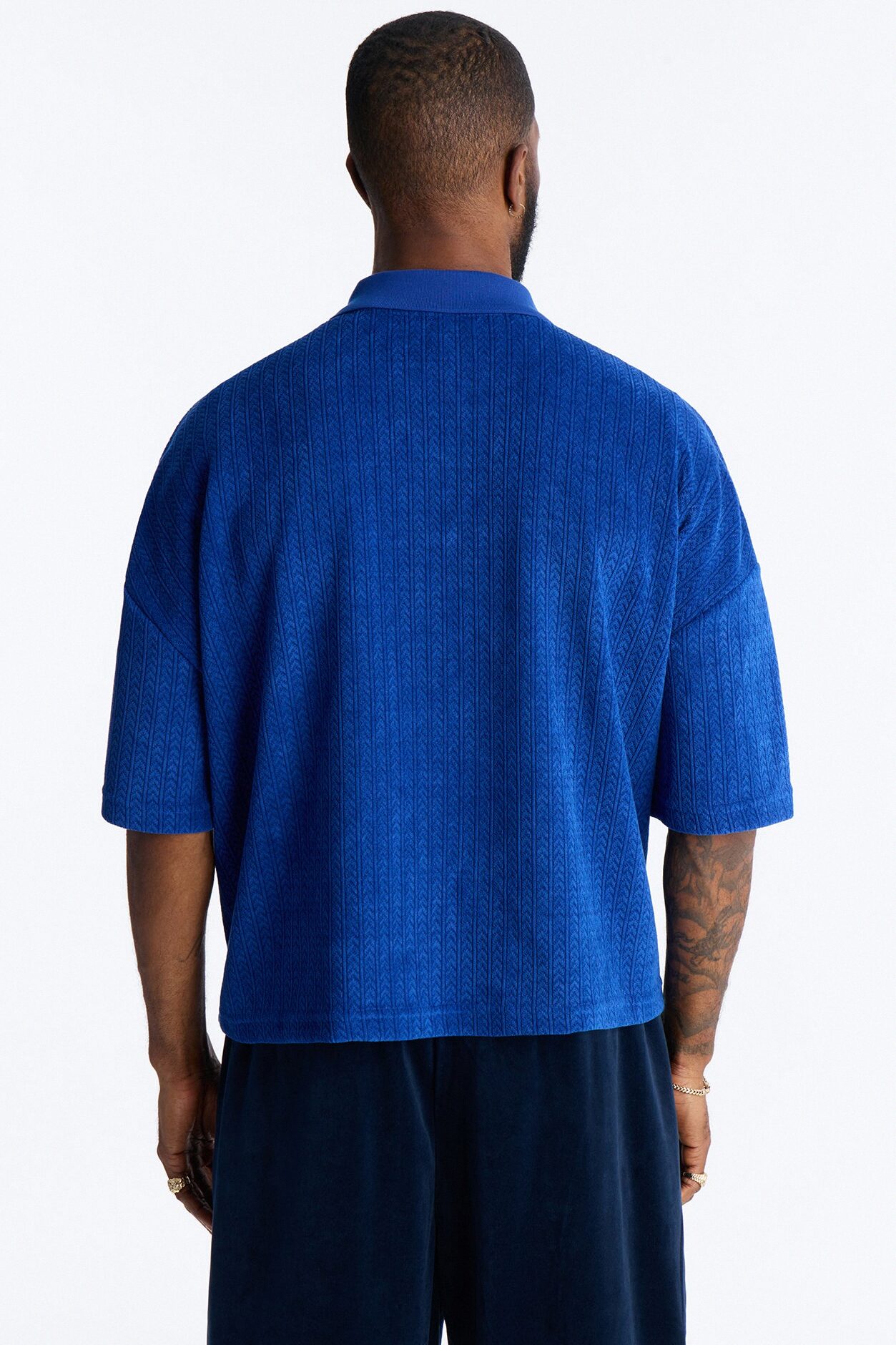 Boxy Cropped Lexington Saints Johnny Collar Polo - Blue