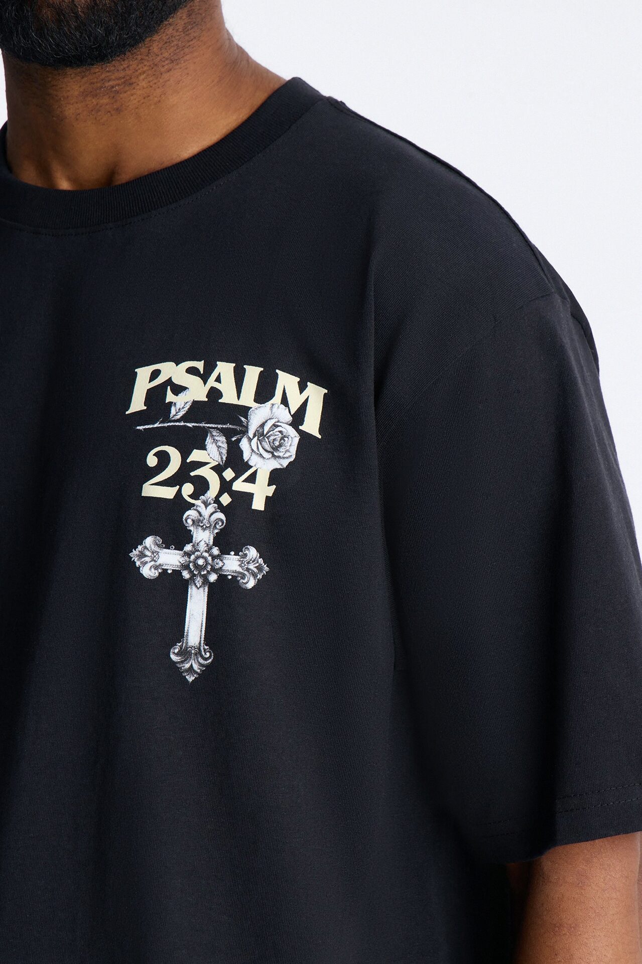 Psalm 23:4 I Walk Through The Valley Boxy Short Sleeve Tee - Black