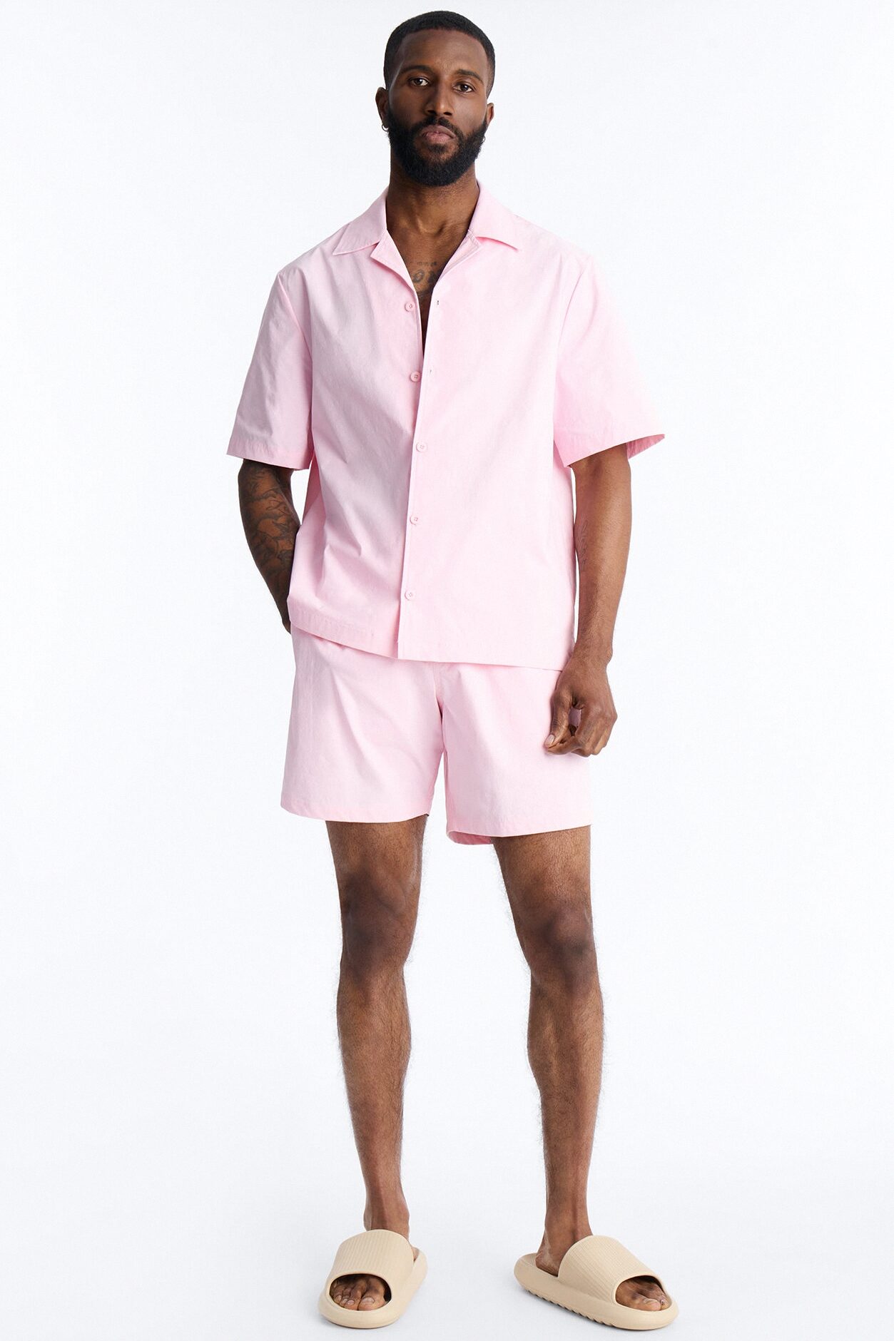 Montez Cuban Collar Button Up Shirt - Pink