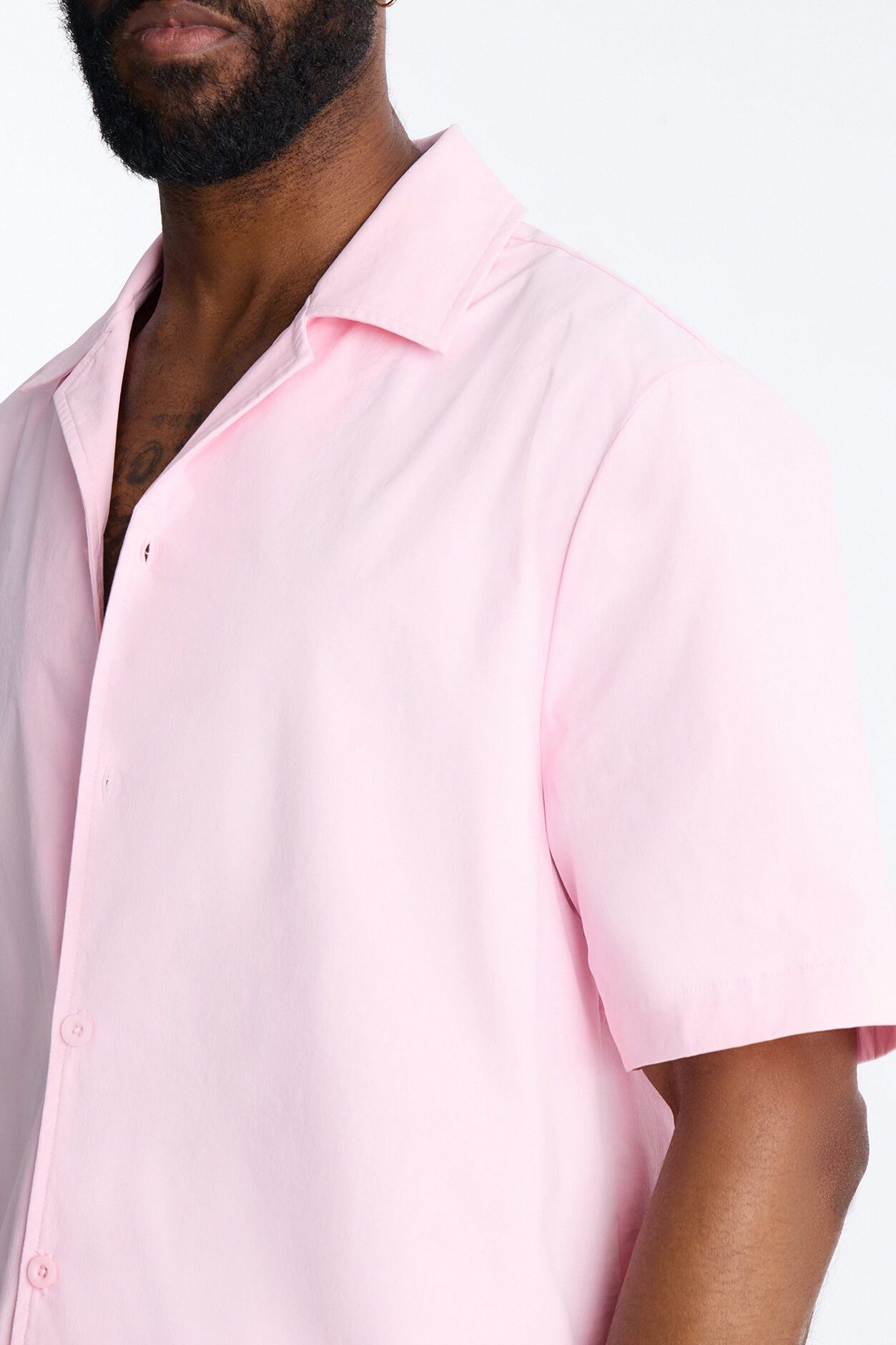 Montez Cuban Collar Button Up Shirt - Pink