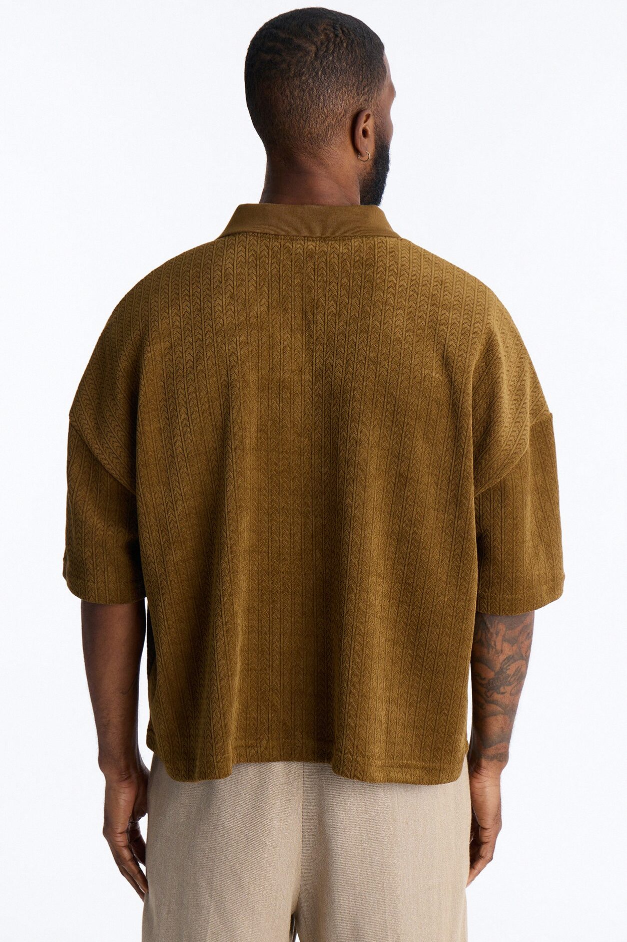 Boxy Cropped Lexington Saints Johnny Collar Polo - Brown