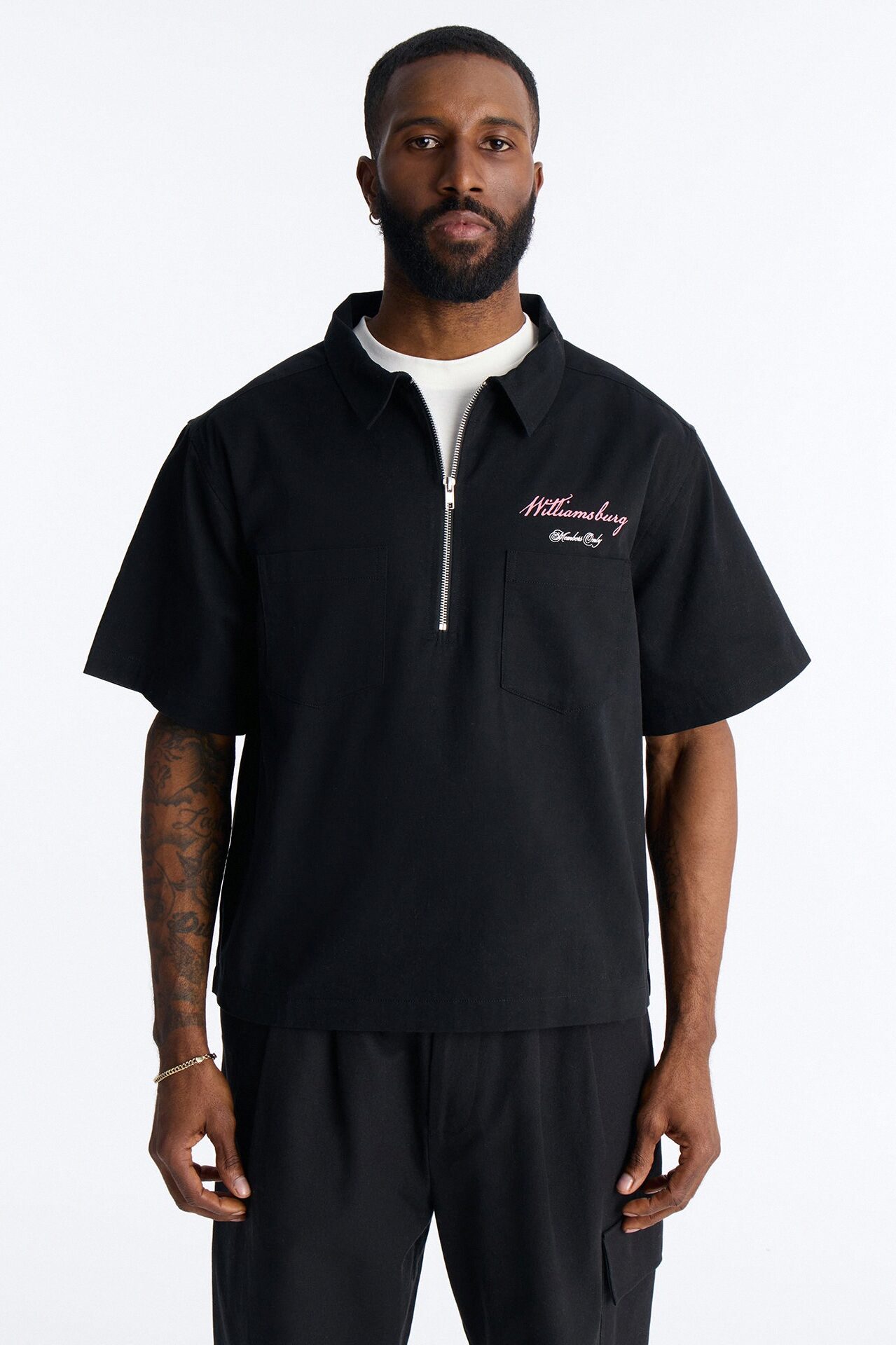 Galleries Half Zip Tee Shirt - Black