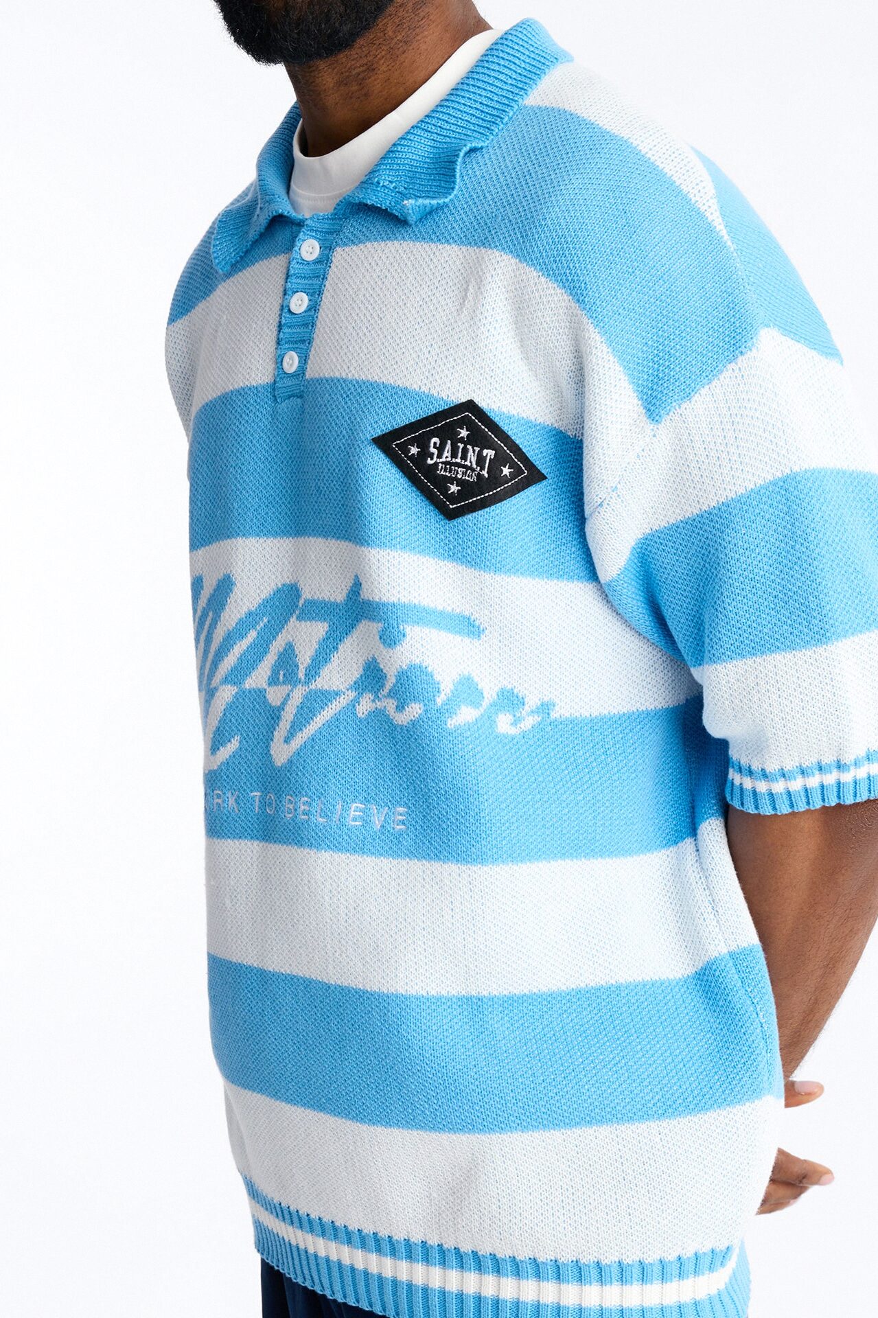 Motion Lines Short Sleeve Polo - Blue