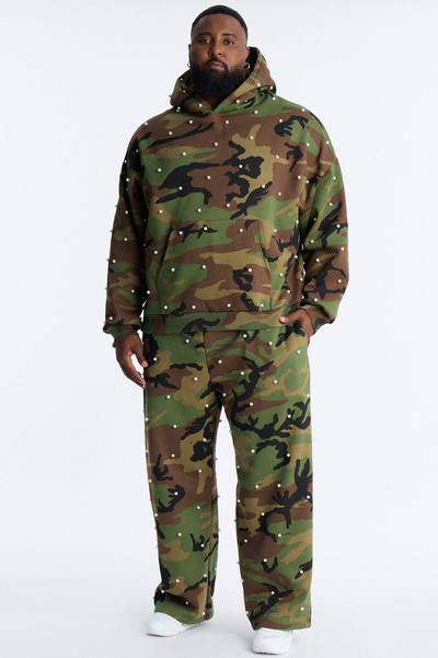 Baggy Vanguard Pearl Embellished Camo Sweatpants - Camouflage