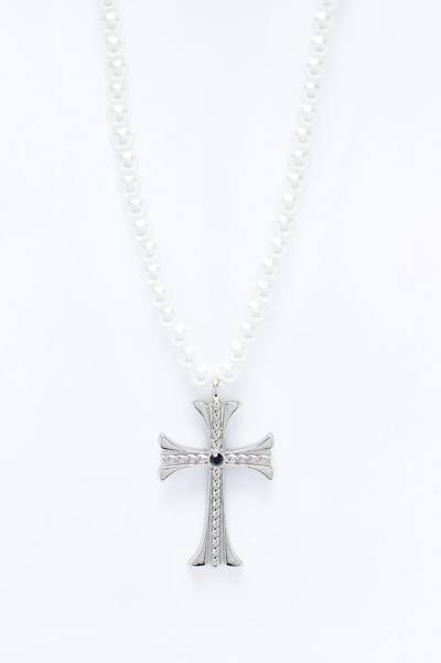 Holy Pearls Cross Necklace - Silver