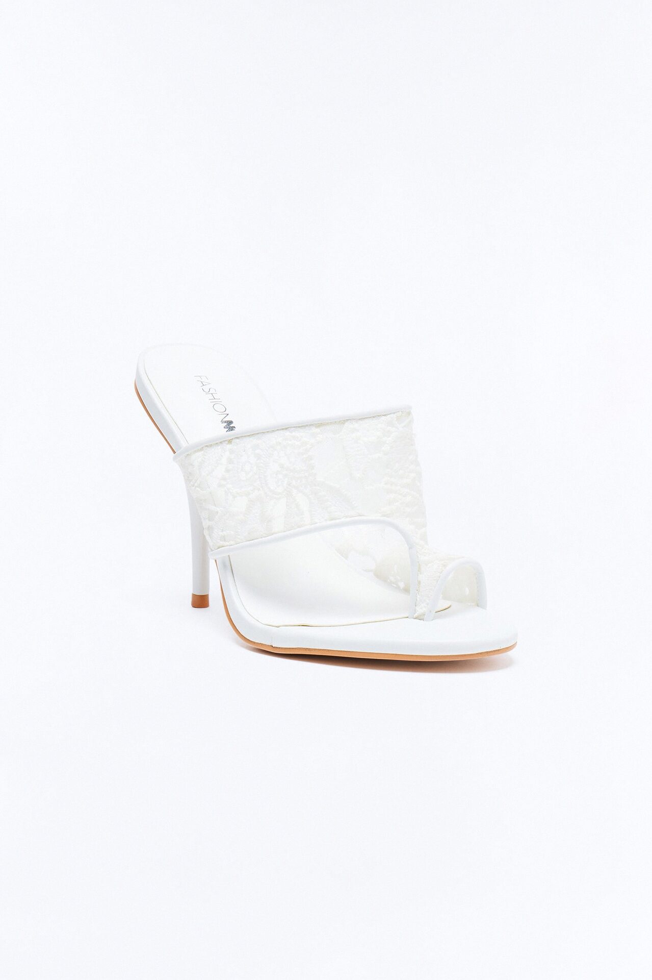 Bronya Toe Ring Lace Heels - White
