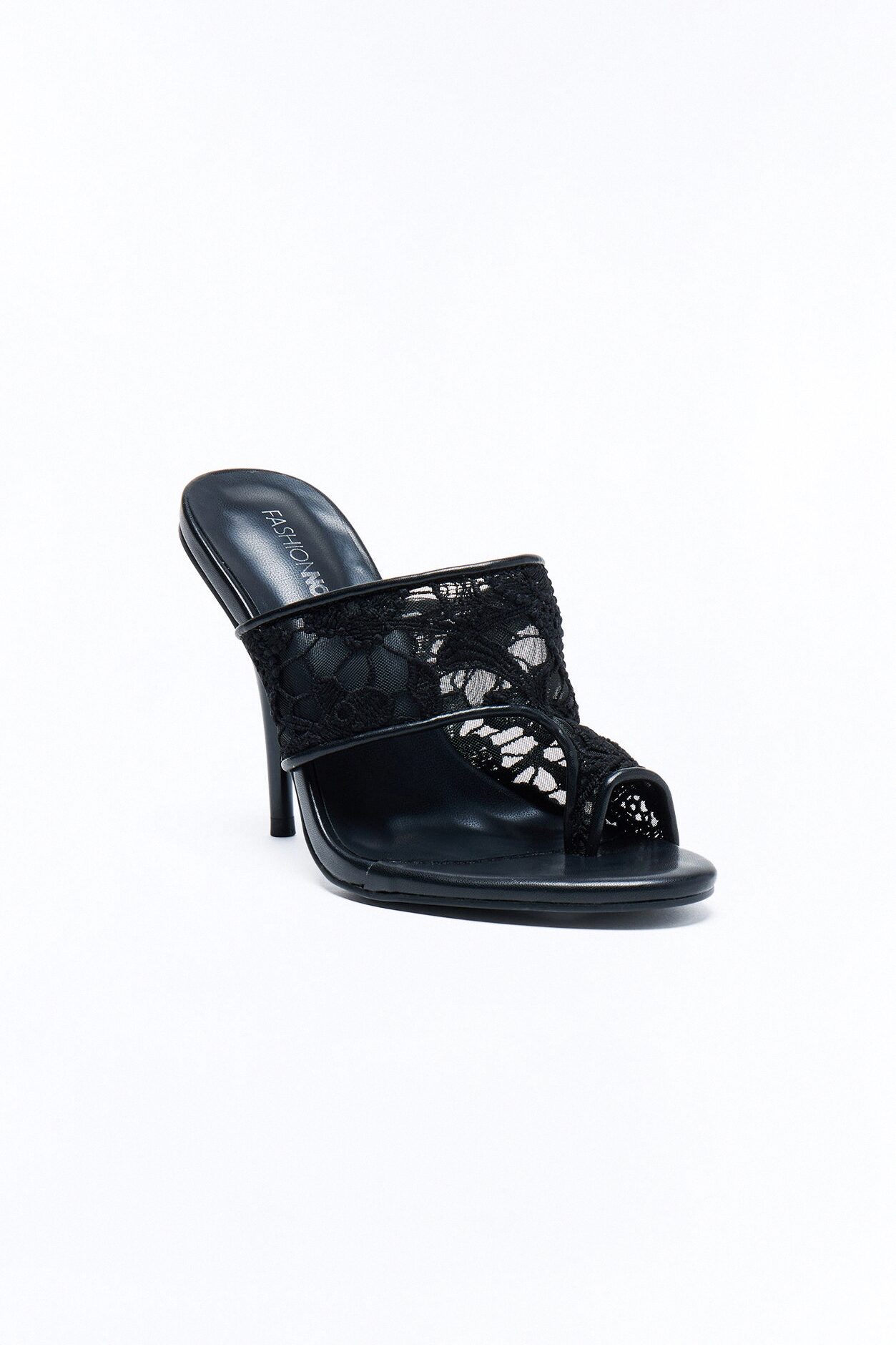Bronya Toe Ring Lace Heels - Black