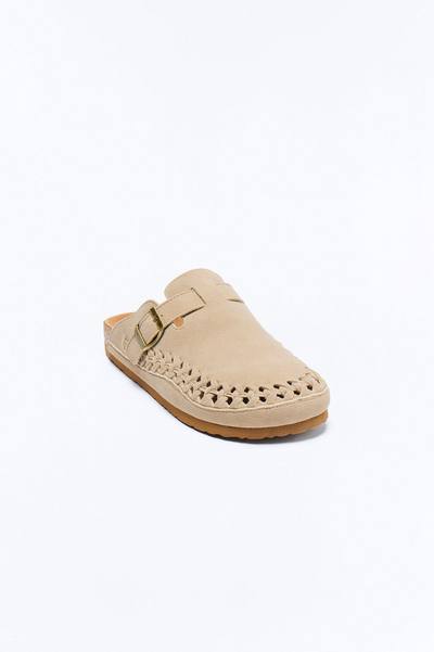 Woven Faux Suede Slip On Mule - Taupe