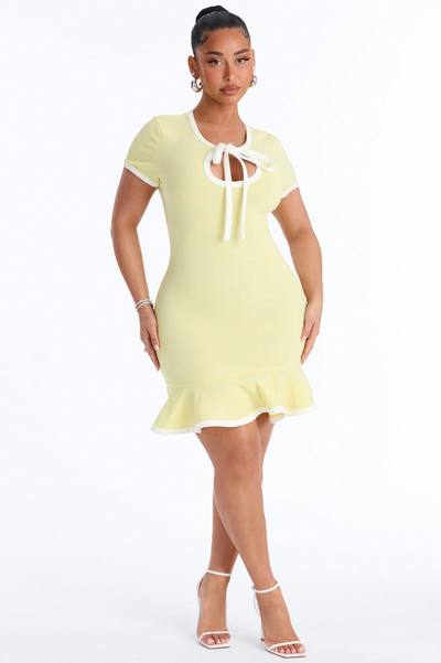Set The Bar Short Sleeve Mini Dress - Butter Yellow