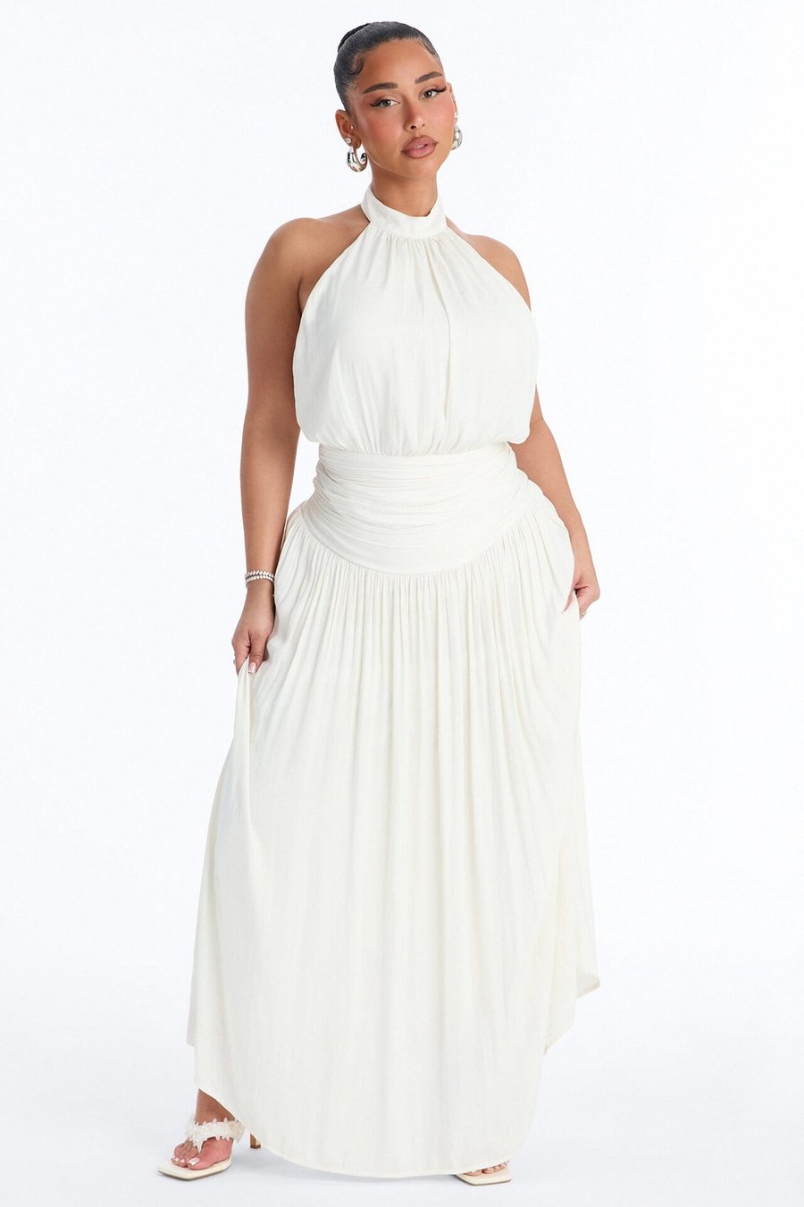 Blushing Beauty Backless Maxi Dress - White