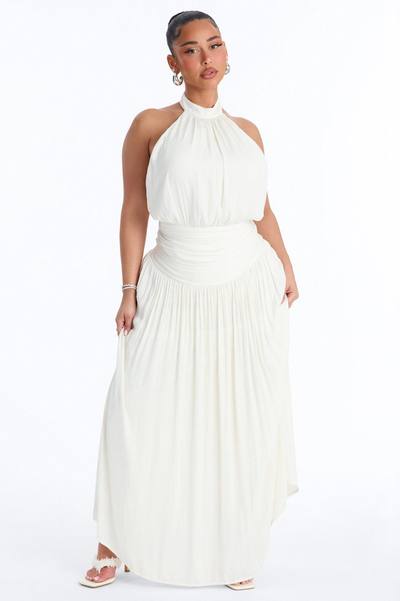 Blushing Beauty Backless Maxi Dress - Off White