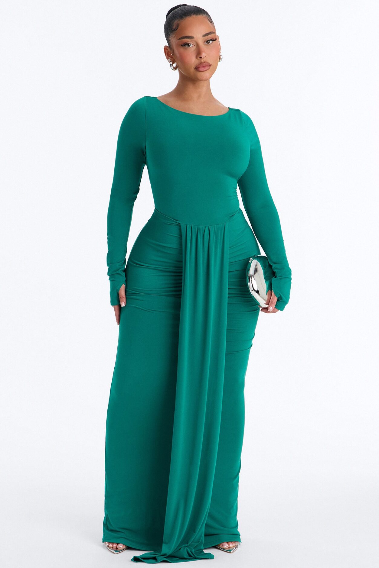Eloise Boat Neck Maxi Dress - Kelly Green