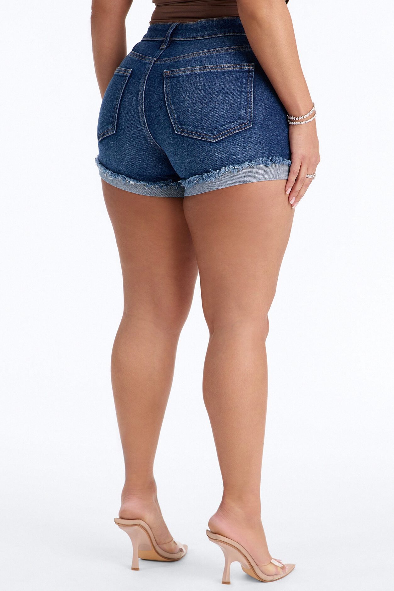 Cabo Curvy Cuffed Denim Shorts - Dark Wash