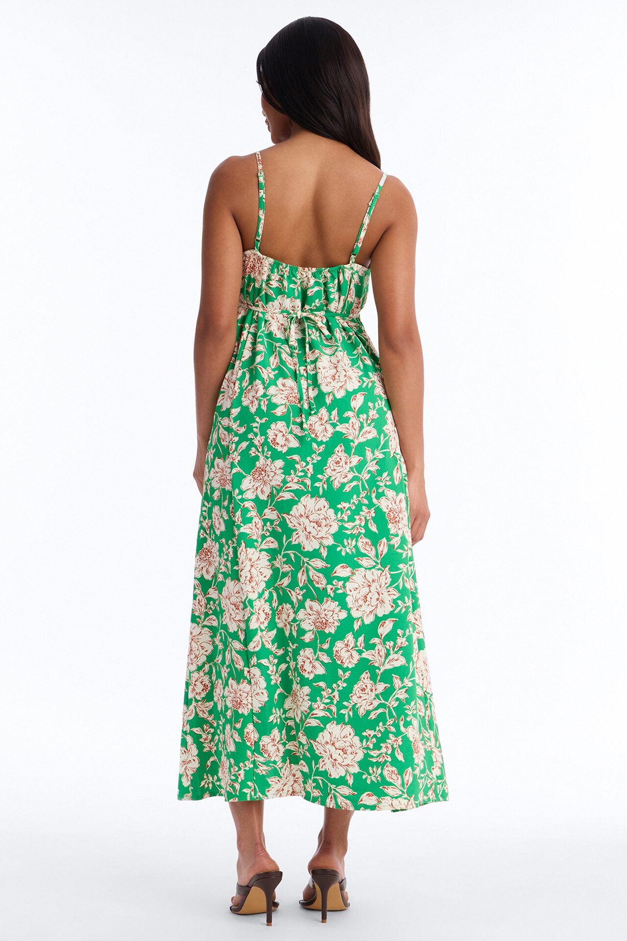 Sadie Sleeveless Floral Airflow Maxi Dress - Green