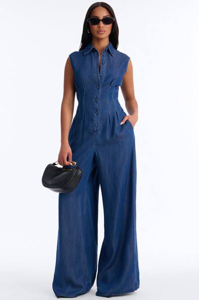 Tanya Chambray Sleeveless Wide Leg Jumpsuit - Medium Wash