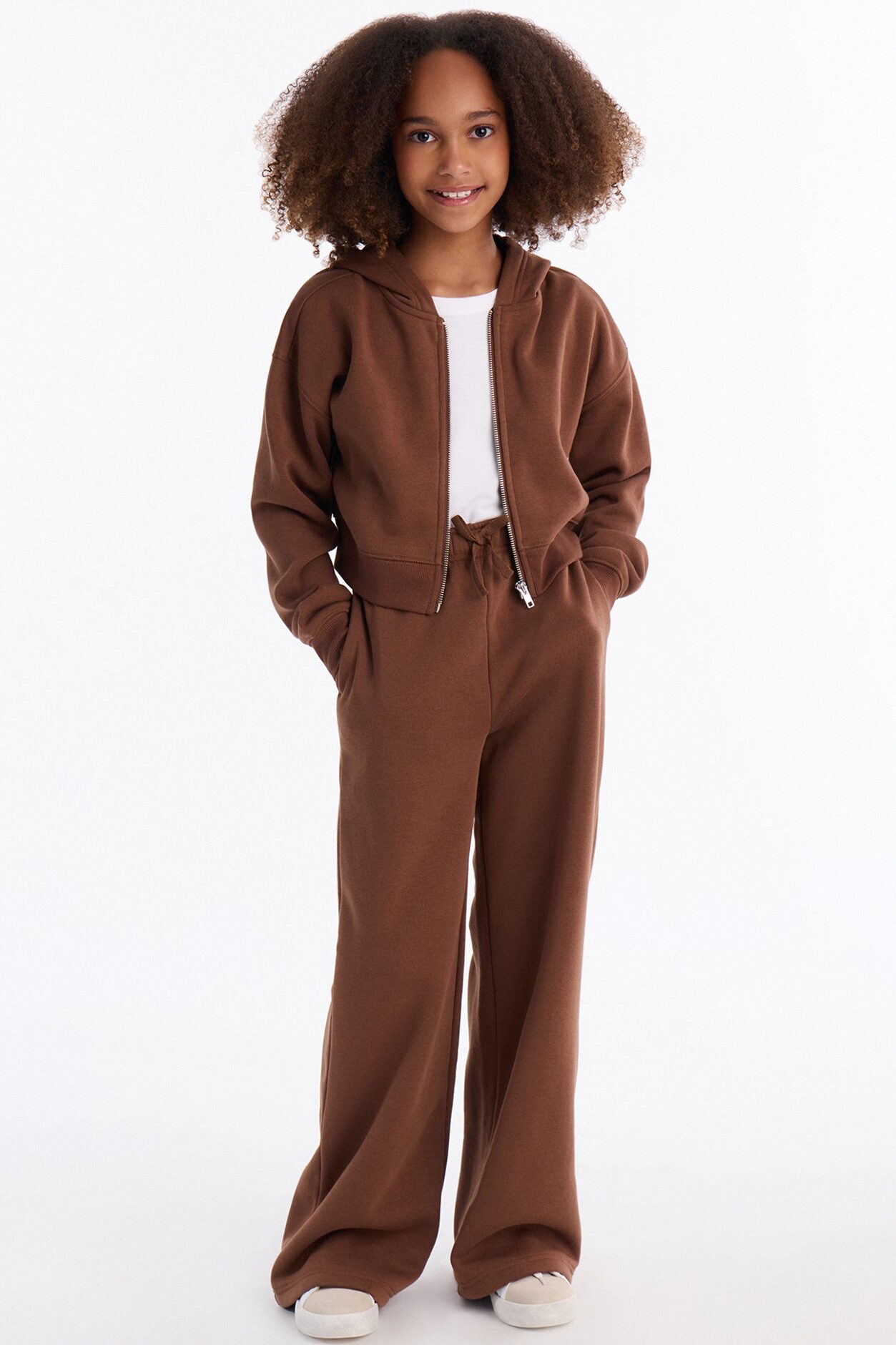 Mini Tell Me More Sportscore Wide Leg Sweatpants - Brown