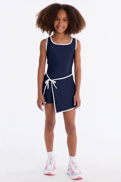 Mini Coraline Contrast Romper - Navy/combo