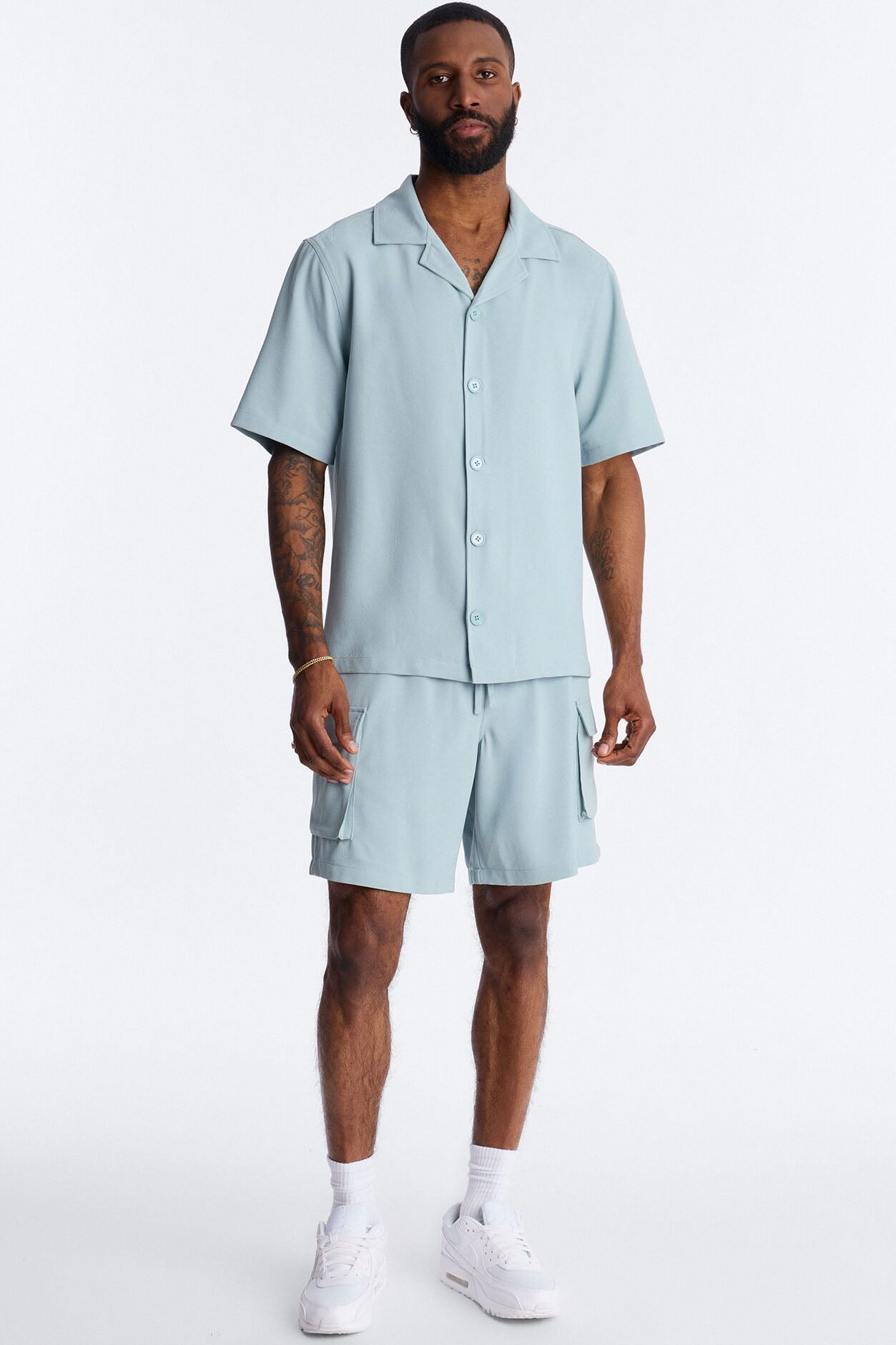 Golden Hour Short Sleeve Button Up - Slate Grey