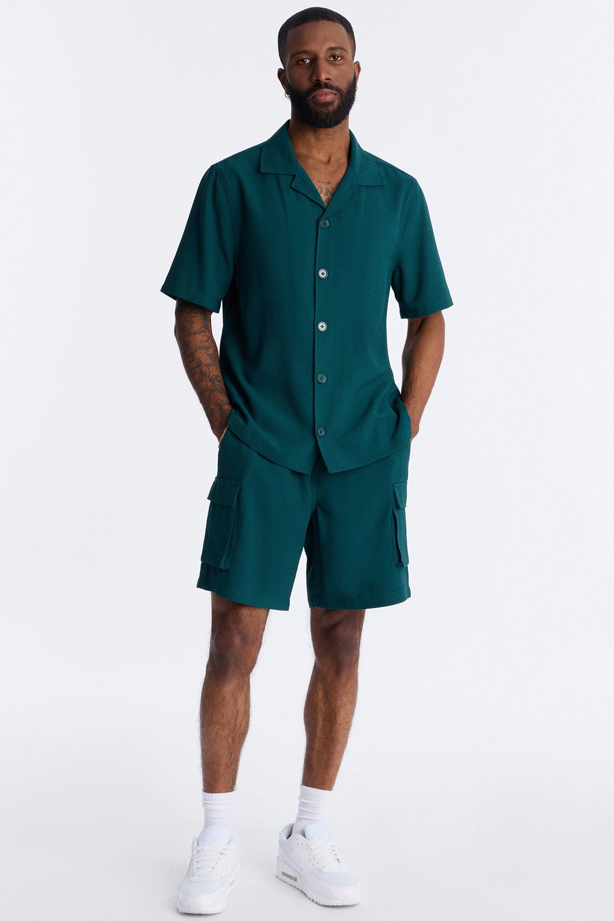 Golden Hour Short Sleeve Button Up - Hunter Green