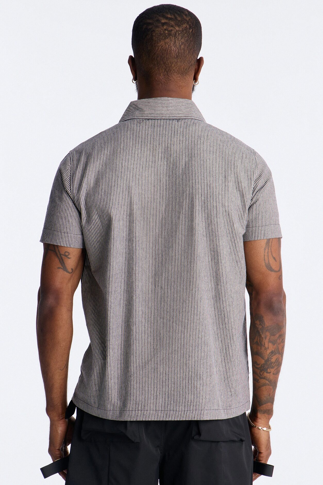 Hot Road Quarter Zip Short Sleeve Polo - Grey