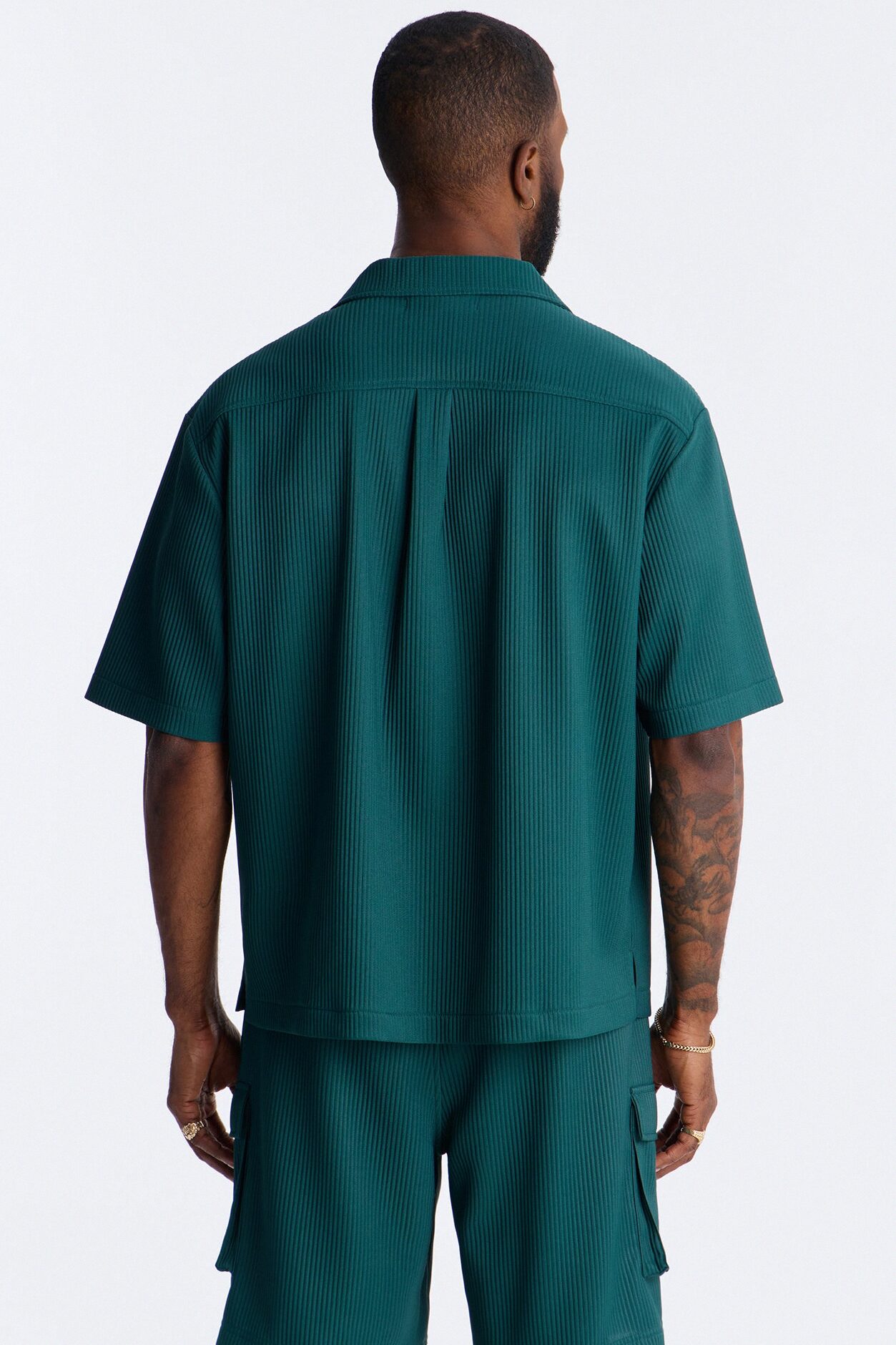Show Up Short Sleeve Cuban Shirt - Teal