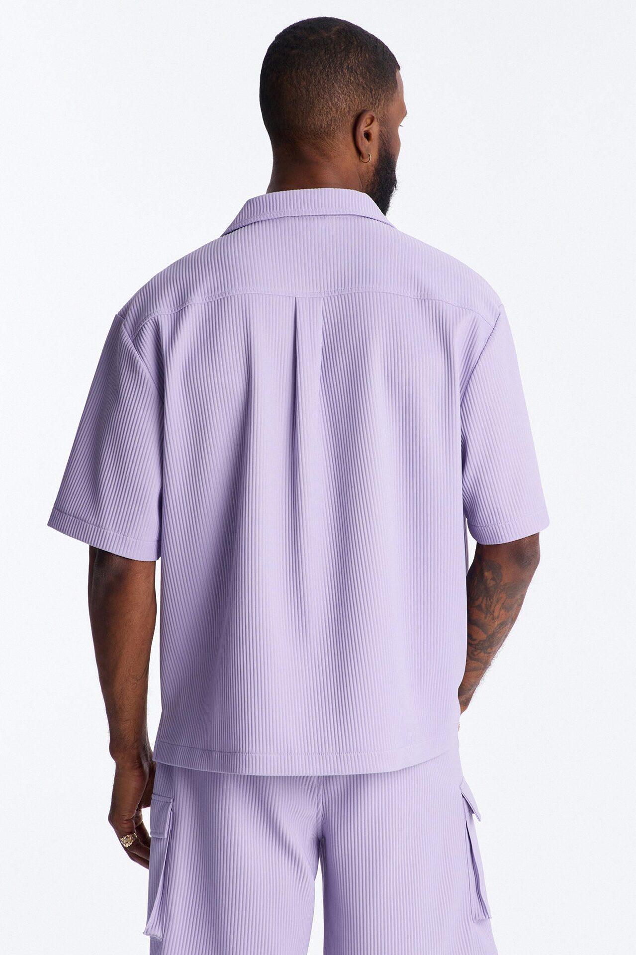 Show Up Short Sleeve Cuban Shirt - Lavender