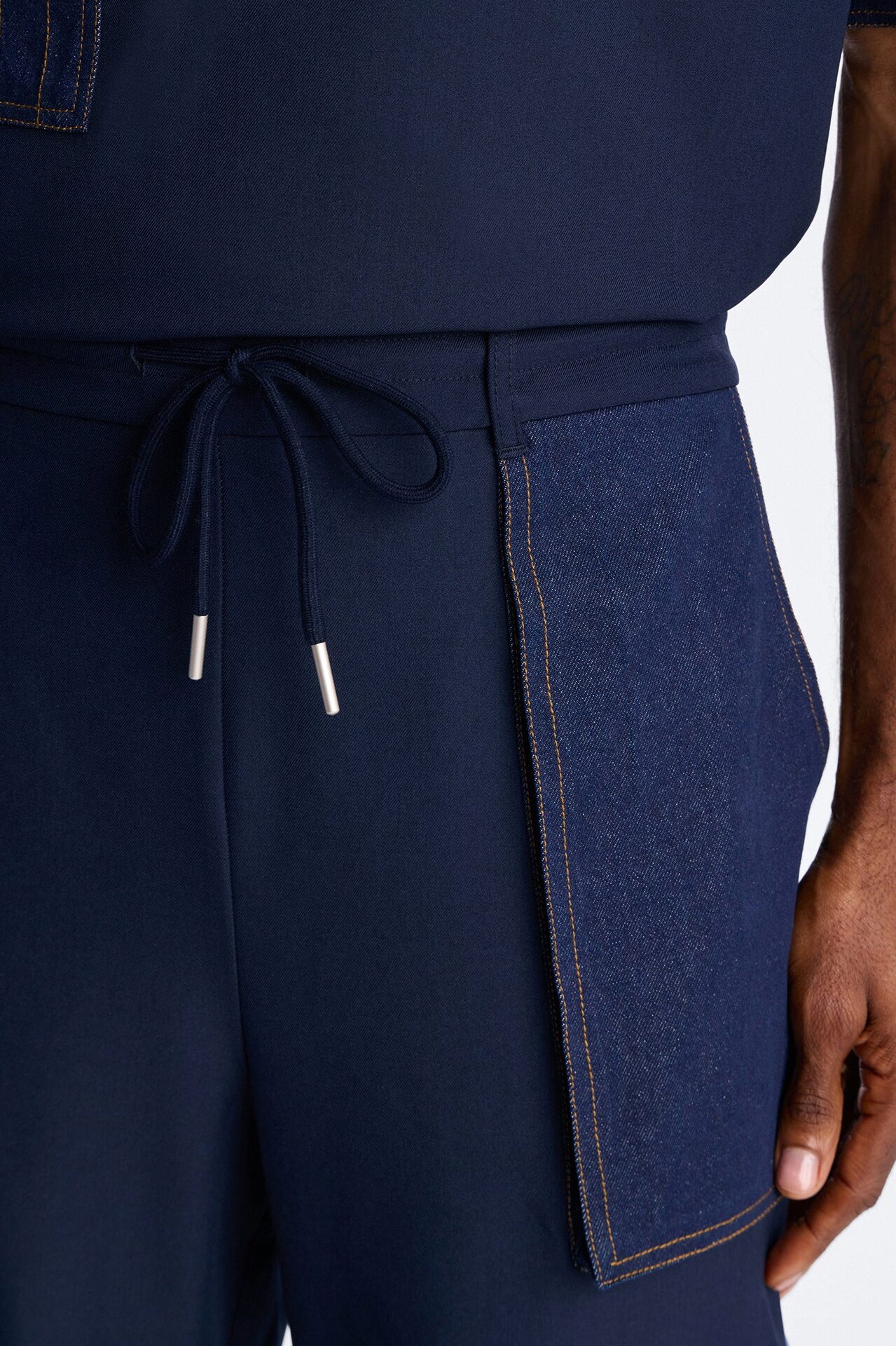 Baggy Blueprint Contrast Cargo Pant - Indigo