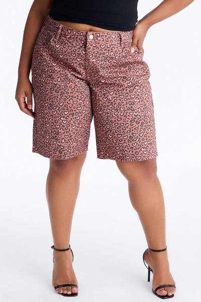 Wild At Heart Cheetah Print Denim Jorts - Pink/combo