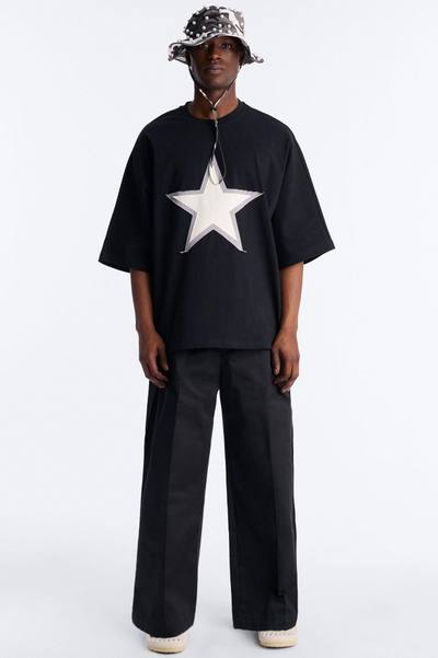 Premium Oversized Star Patch Short Sleeve Tee - Black