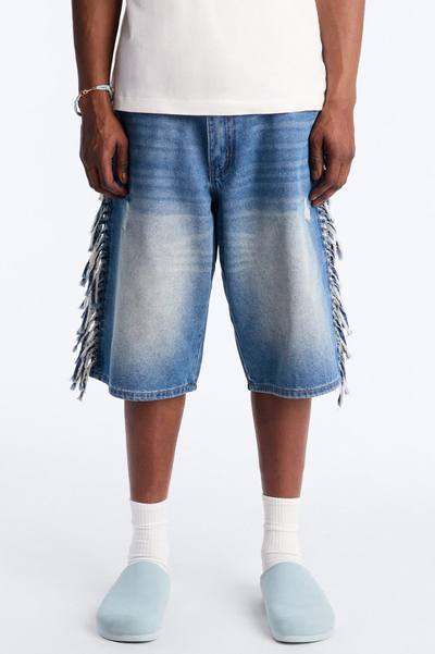 Baggy Rodeo Fringe Denim Short - Vintage Blue Wash