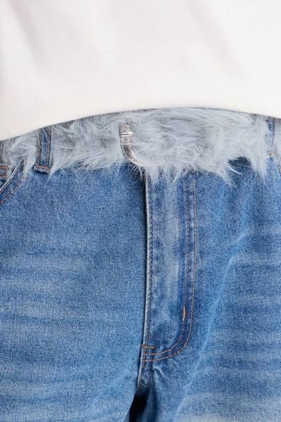 Faux Fur Pin Buckle Belt - Light Blue