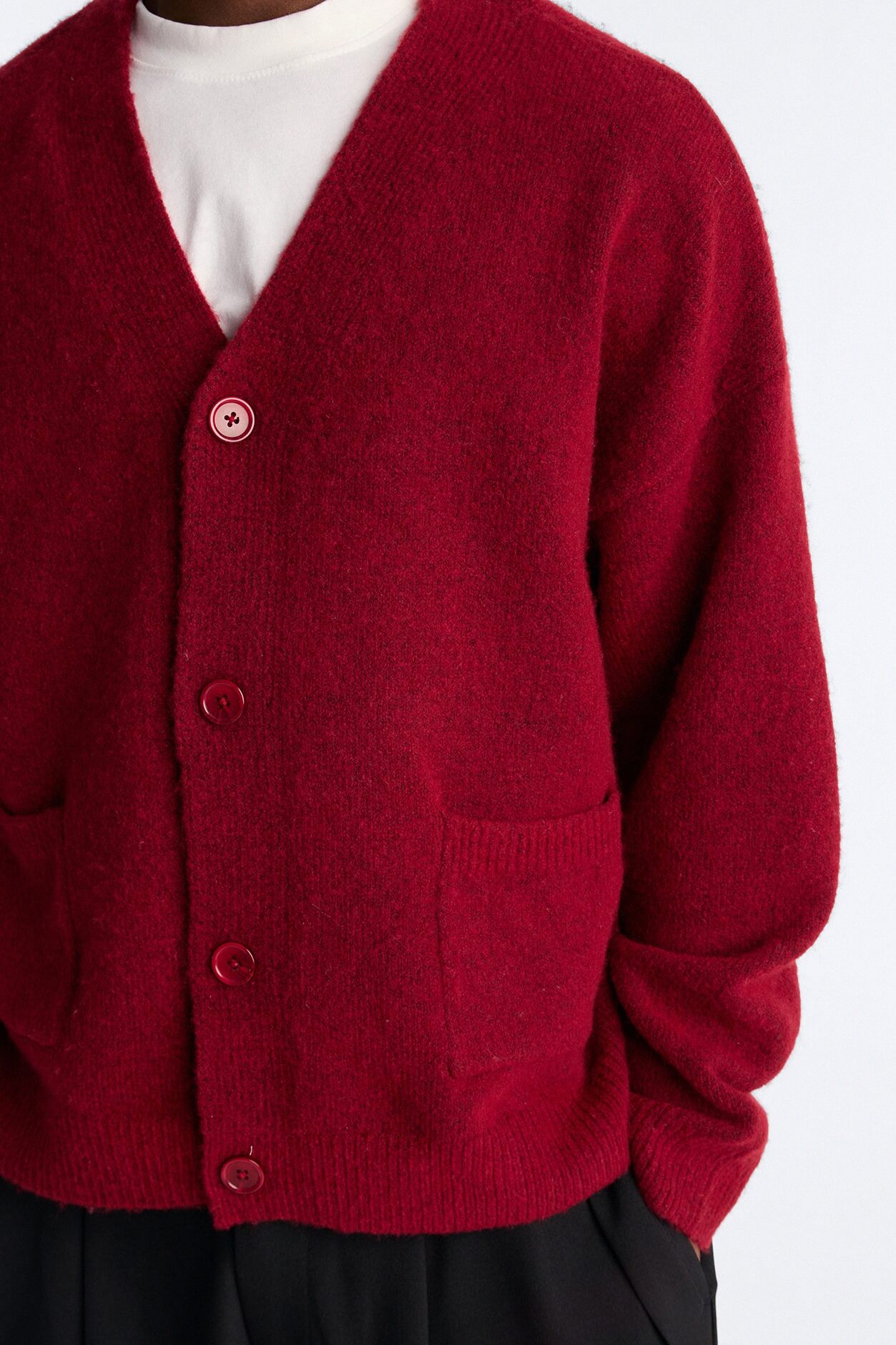 Cropped Harbor Ash Cardigan - Burgundy