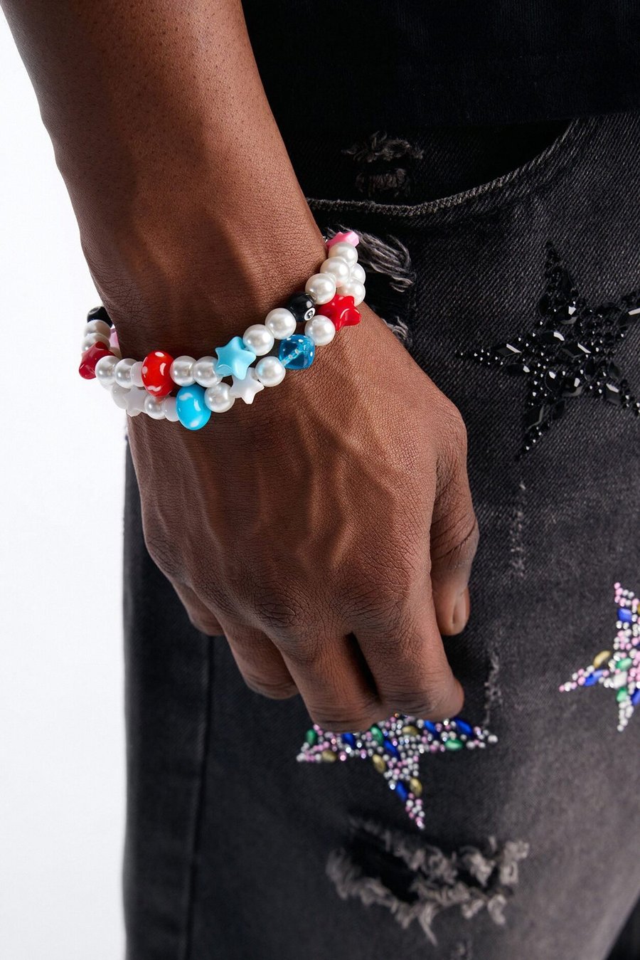 Festival Pearl and Charm Bracelet Set - Black Wash