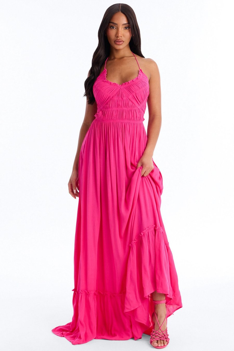 Pretty In Paradise Backless Maxi Dress - Pink