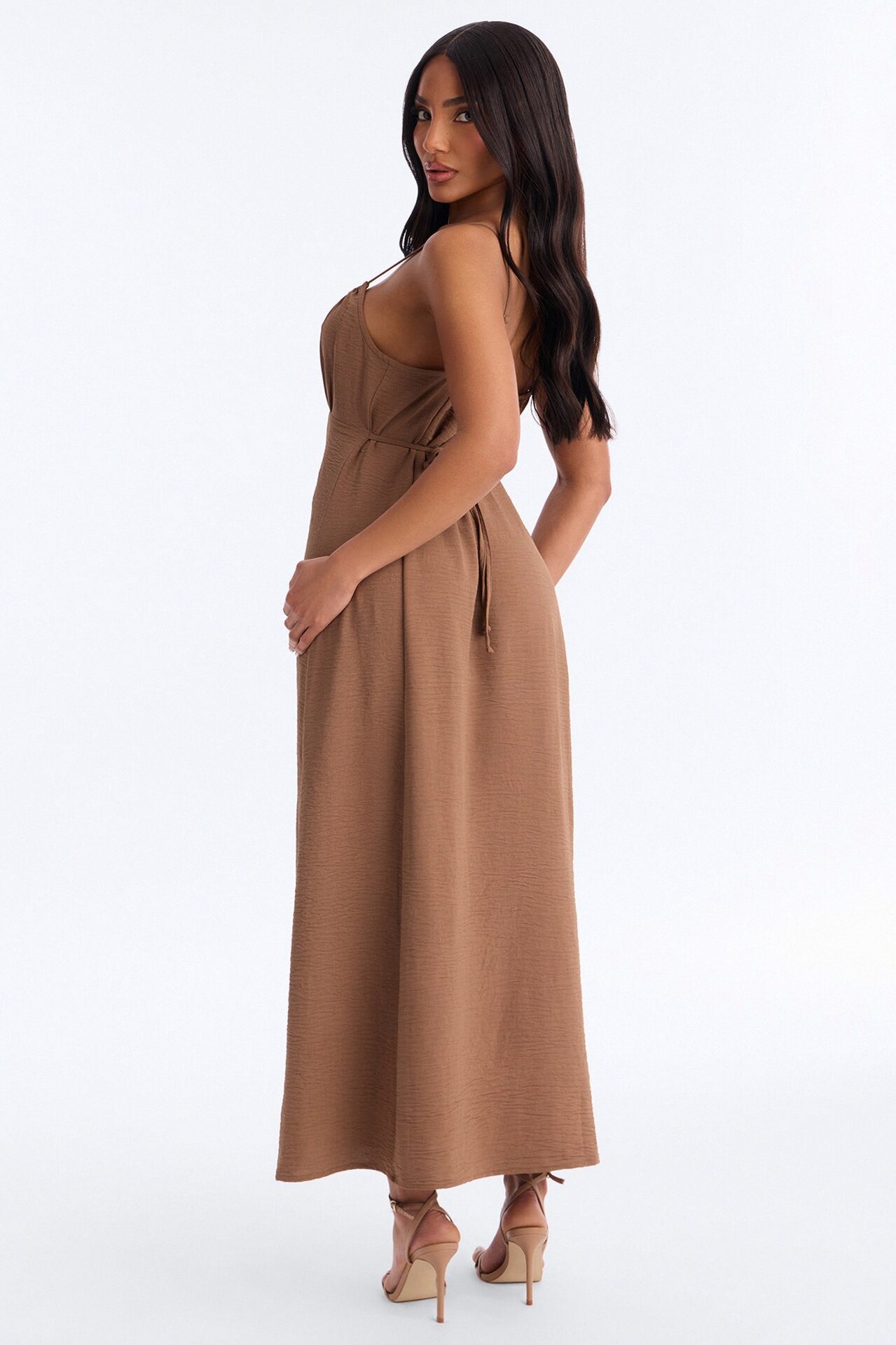 Sadie Sleeveless Airflow Maxi Dress - Brown