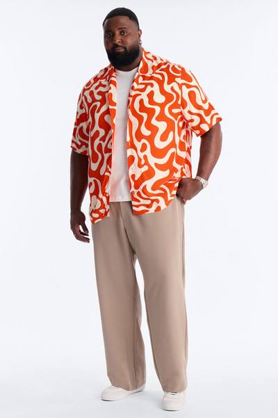 Bold Metric Cuban Shirt - Orange