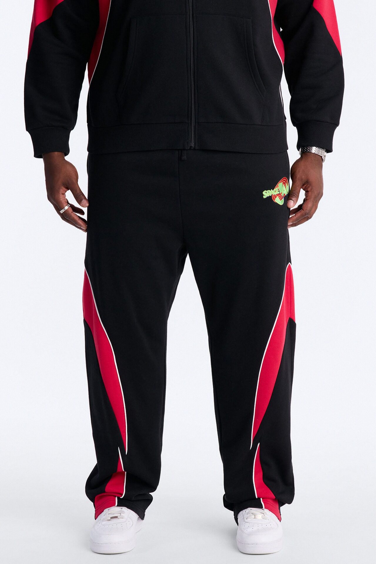 Space Jam Monstars Defense Paneled Straight Sweat Pants - Black