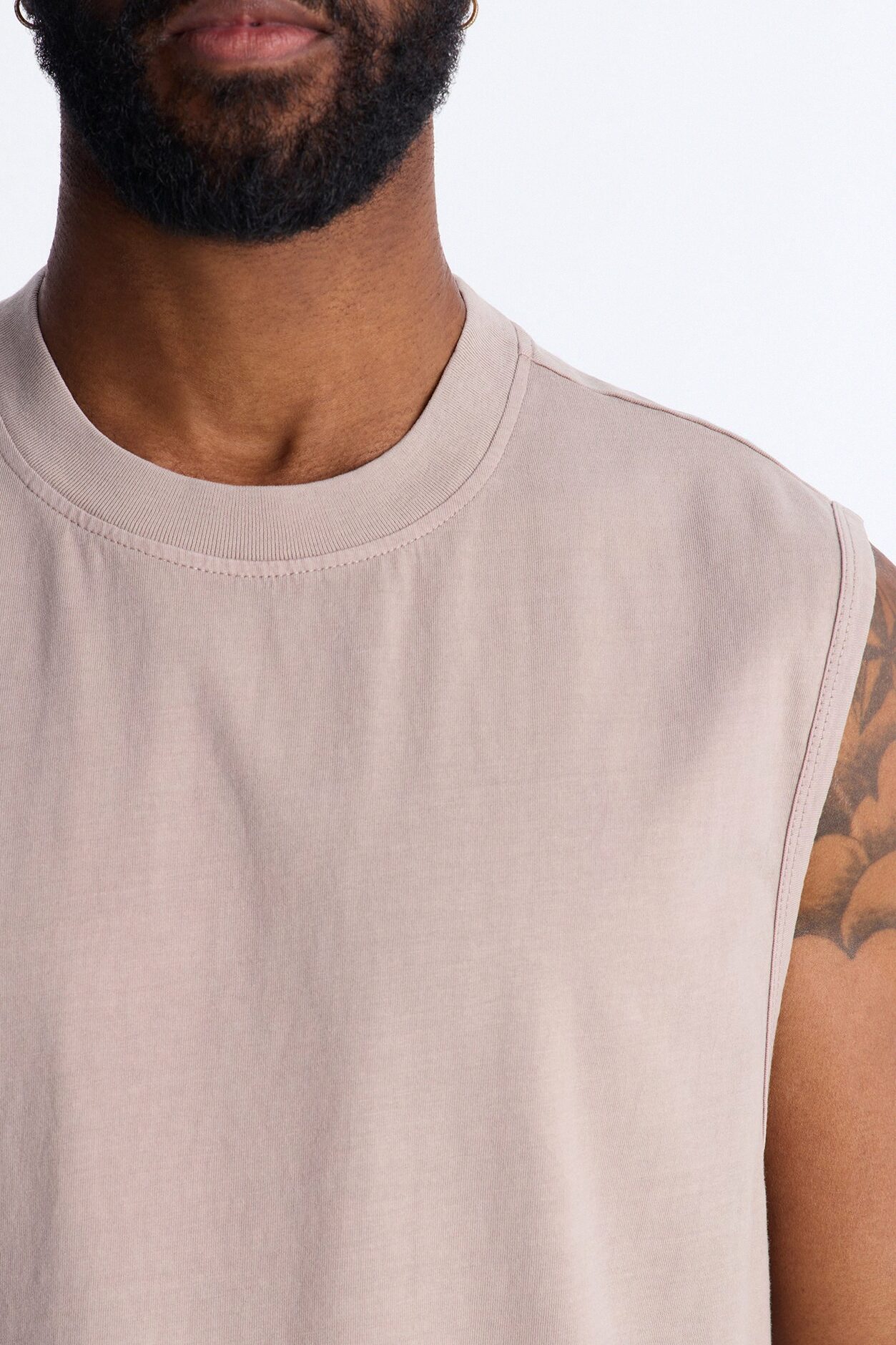 Cropped Muscle Tee - Taupe