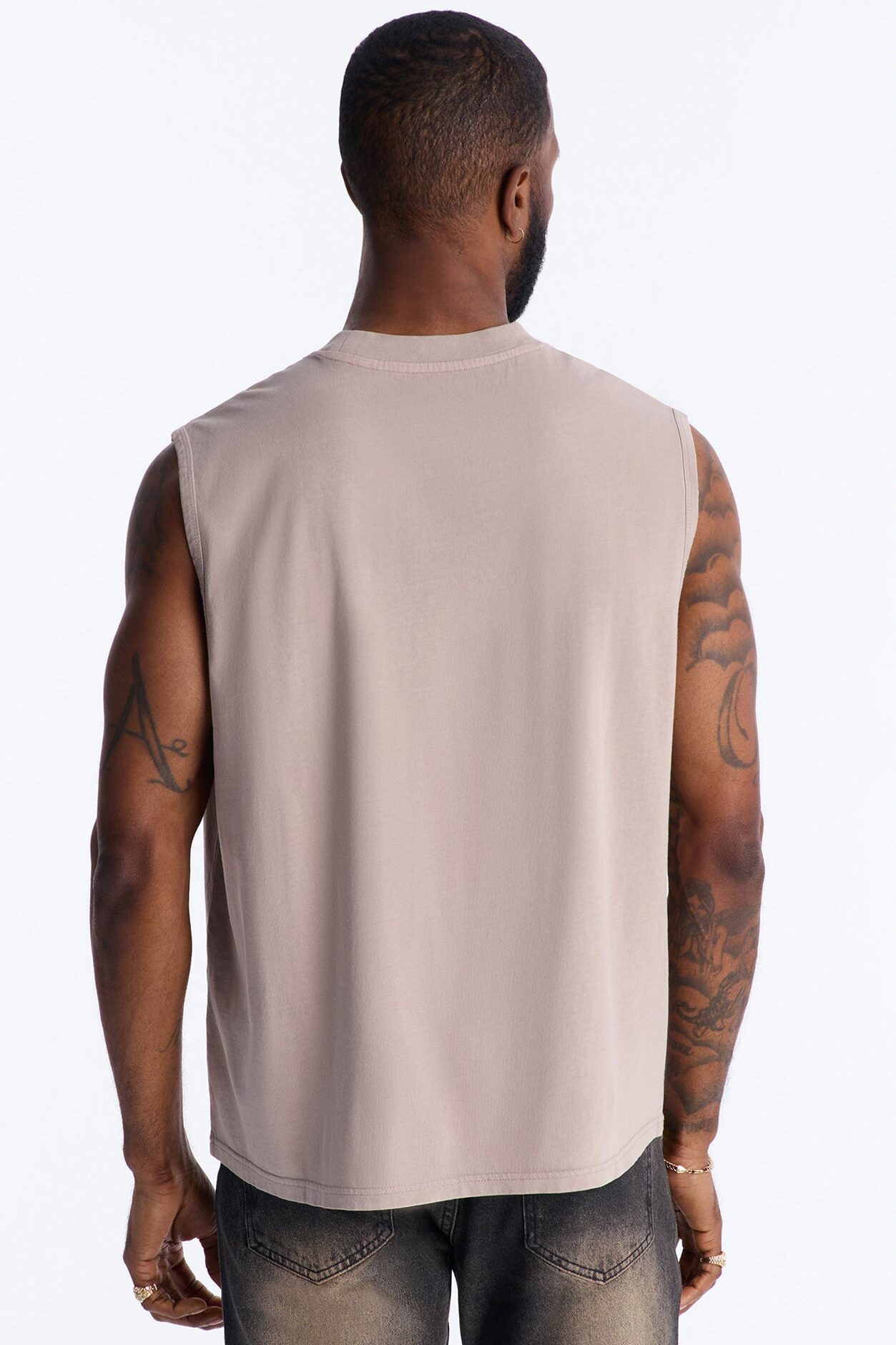 Cropped Muscle Tee - Taupe