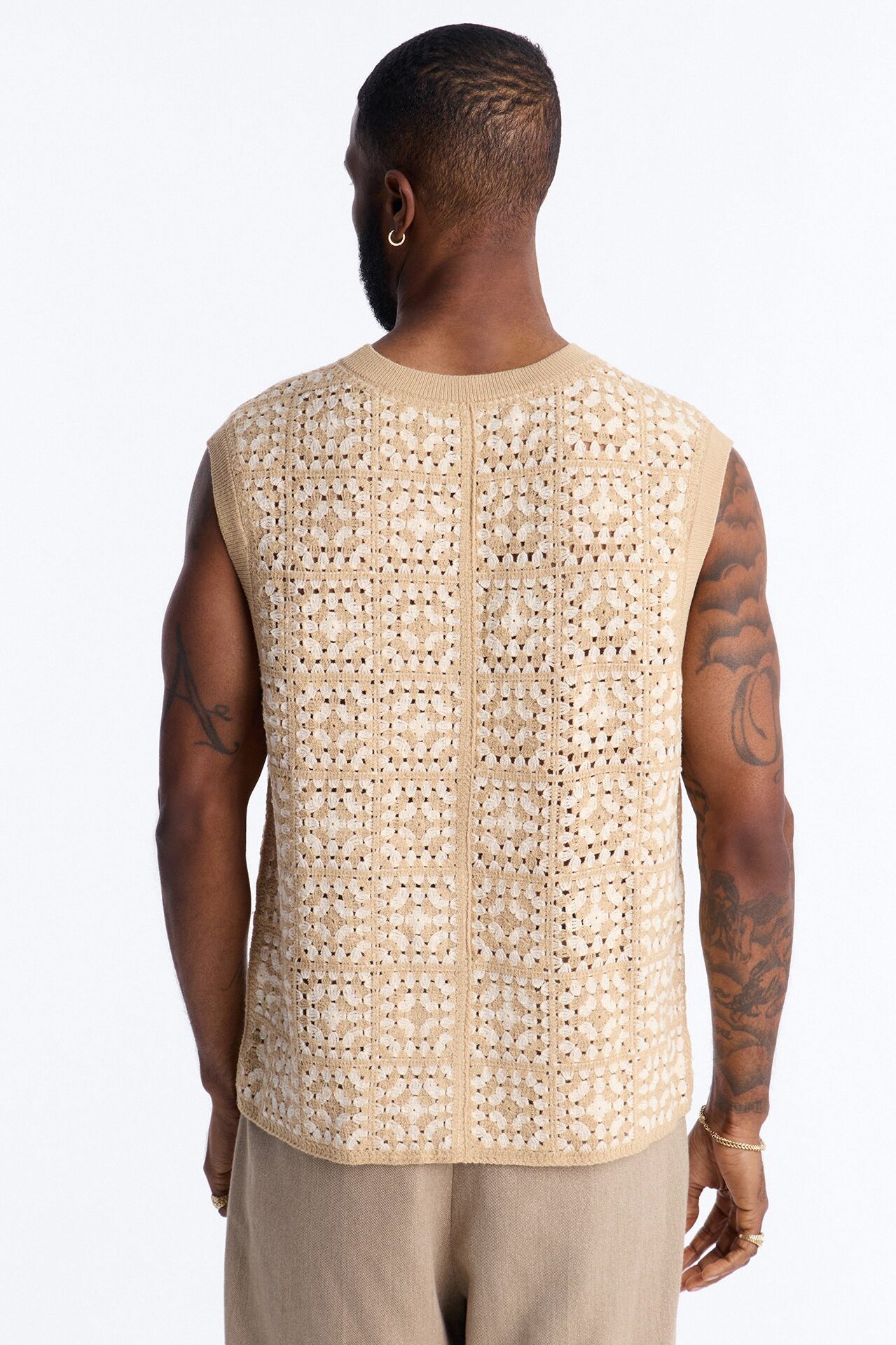 Square One Sweater Vest - Tan/Multi