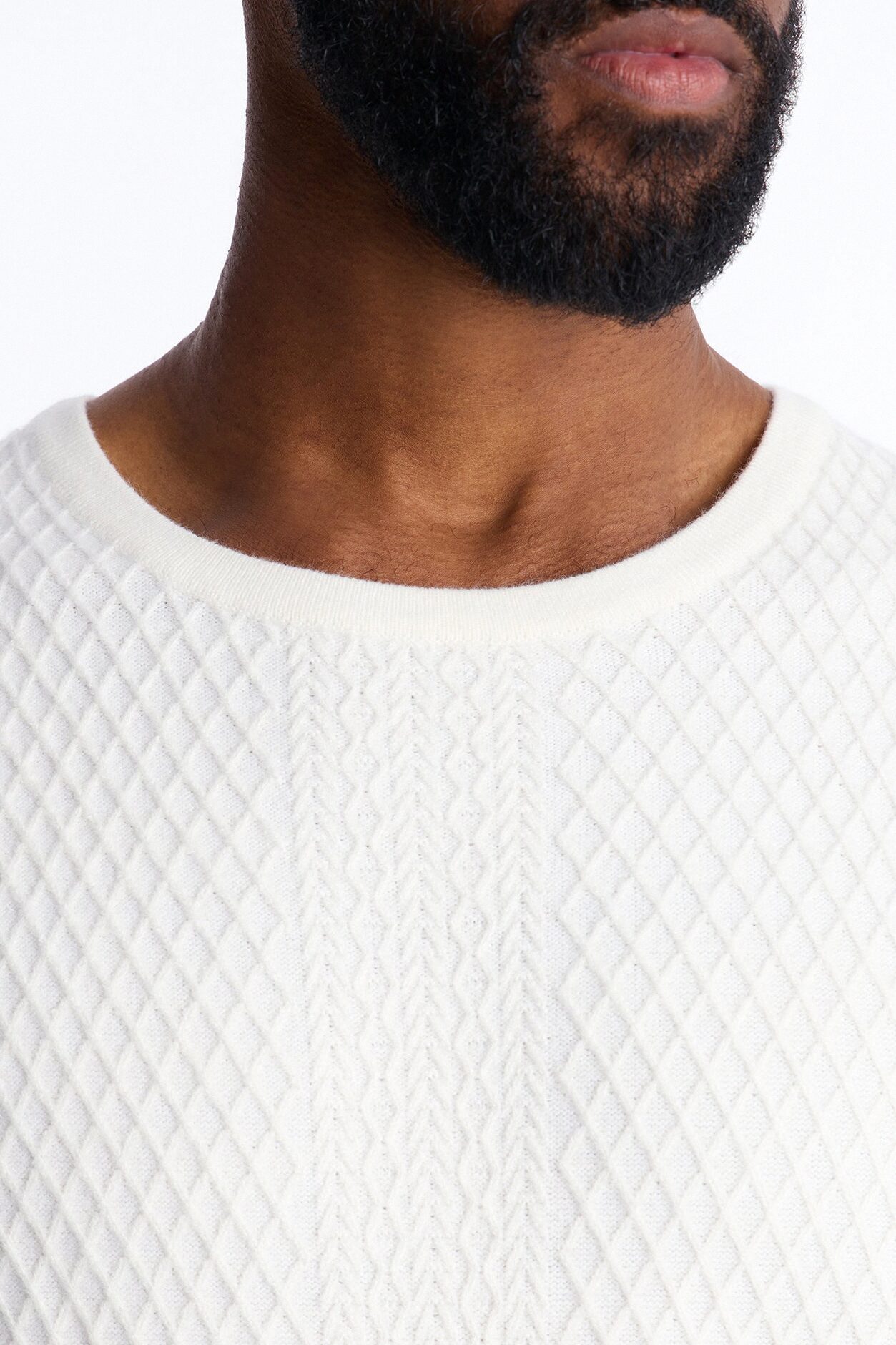 Relaxed Knitted Crewneck Tee - Cream