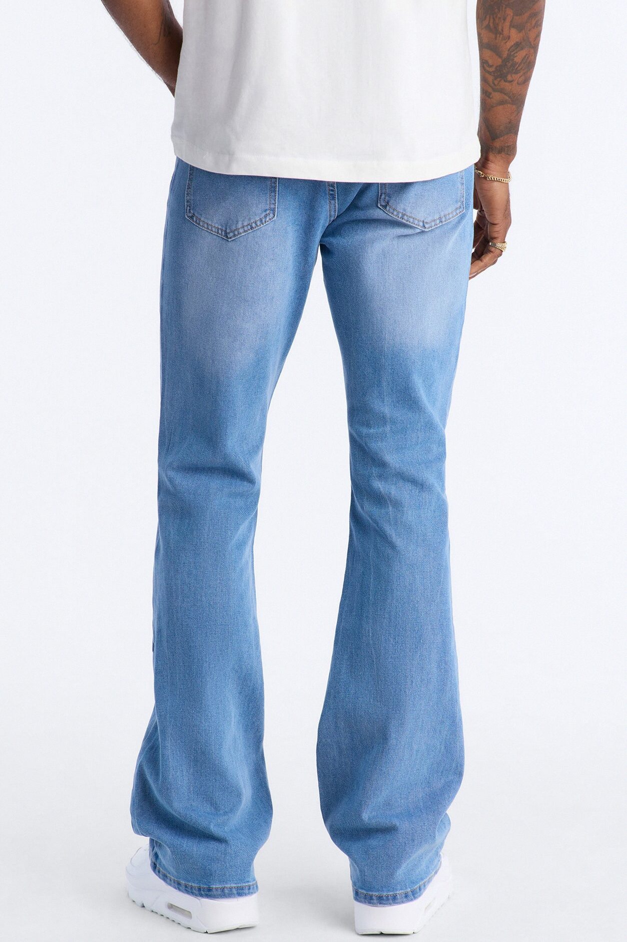 Stacked Slim Flare Embossed Supernova Jeans - Medium Blue Wash