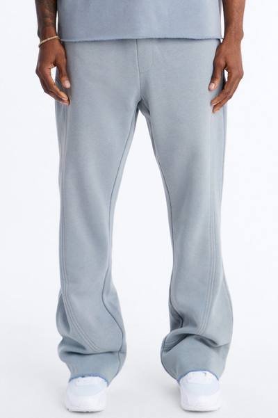 Washed Raw Edge Flare Sweatpant - Slate Blue