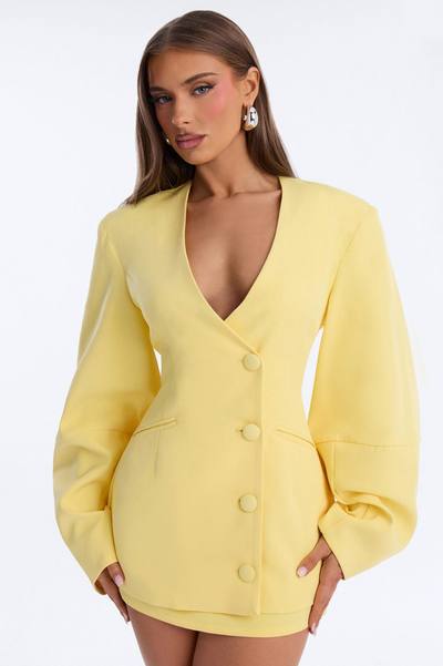 Sweet & Smart Barrel Sleeve Blazer - Butter Yellow