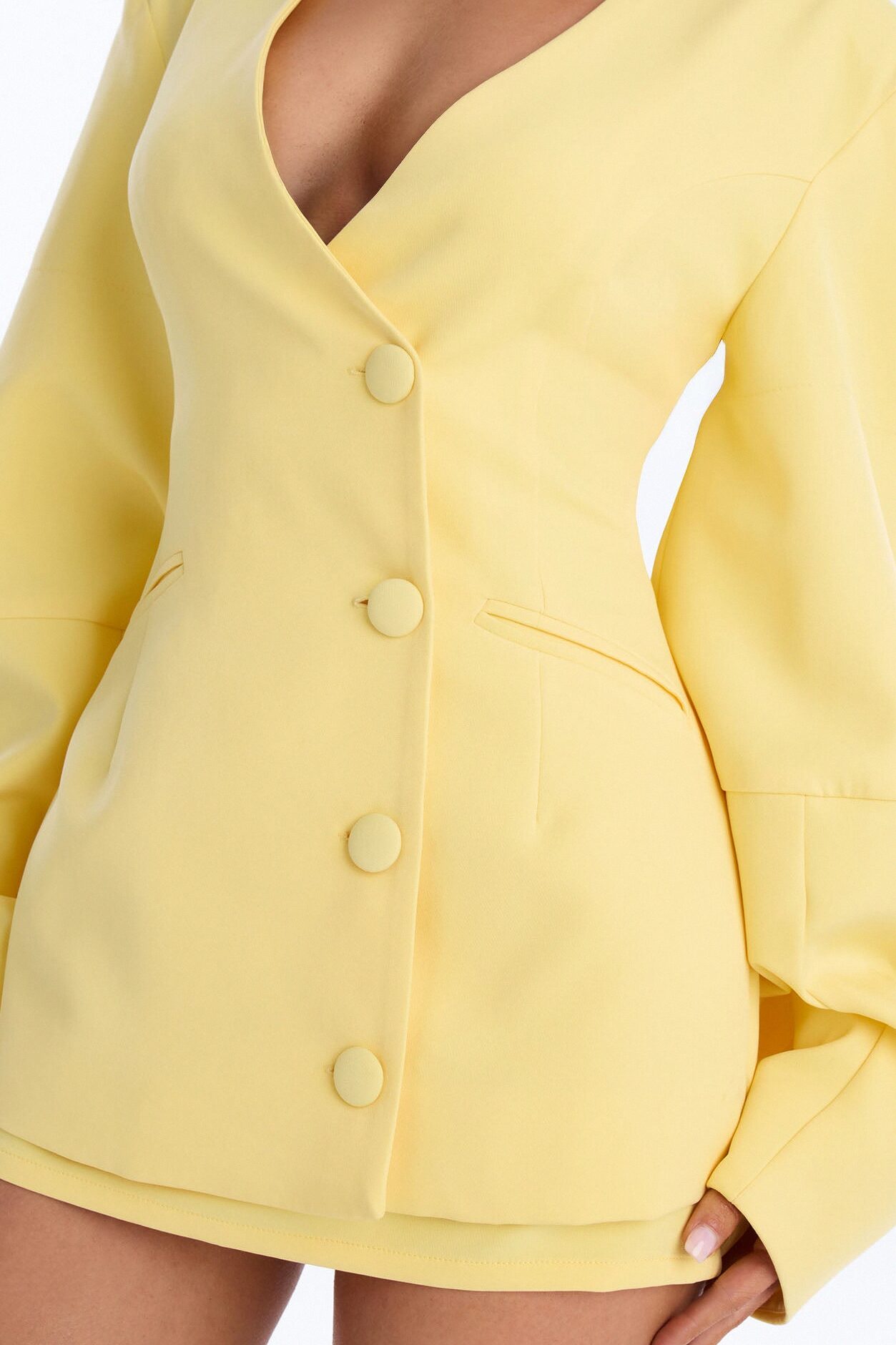 Sweet & Smart Barrel Sleeve Blazer - Butter Yellow